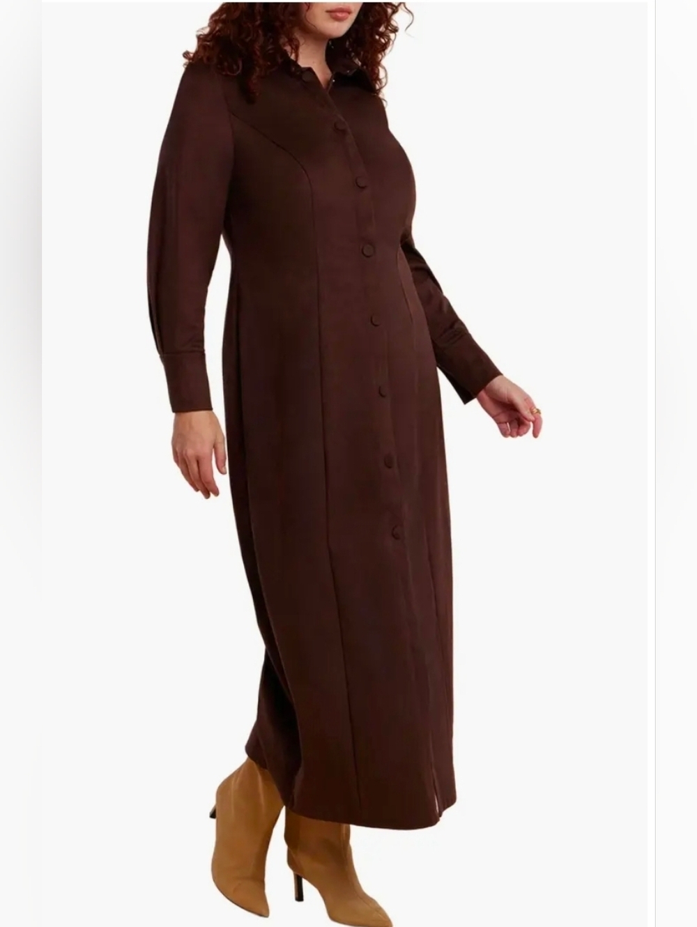Eloquii Chocolate Brown Long-Sleeve Maxi Dress